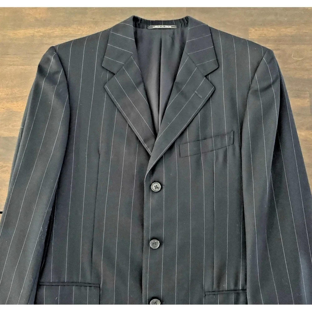 Ermenegildo Zegna Mens Trofeo Wool Blazer 48R (Fits 42R) Navy Pinstripe Boyds